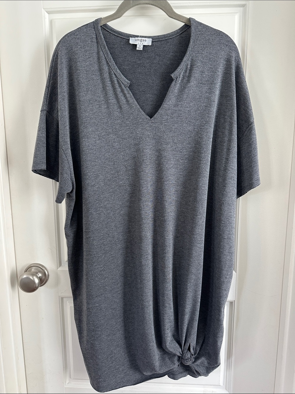 Umgee Gray Mini Dress with Front Knot